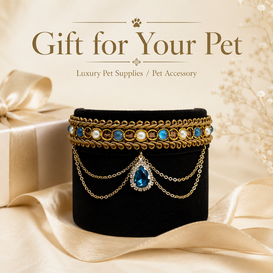 Blue Teardrop Velvet Pet Choker — view 2
