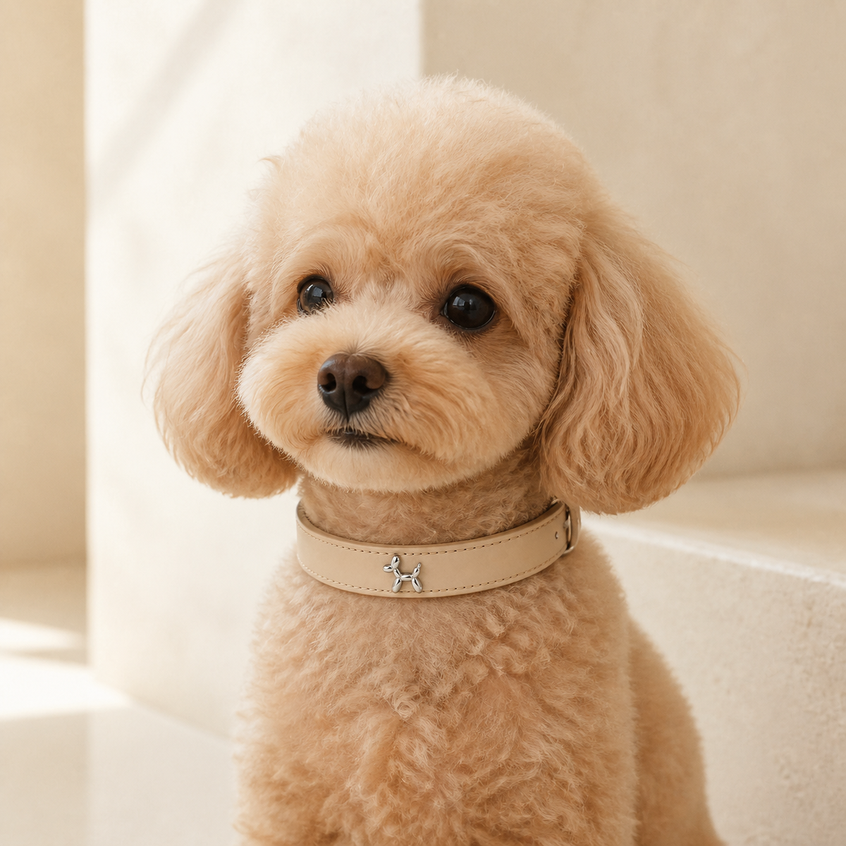 Napa Minimalist Leather Collar — Balloon Charm Edition