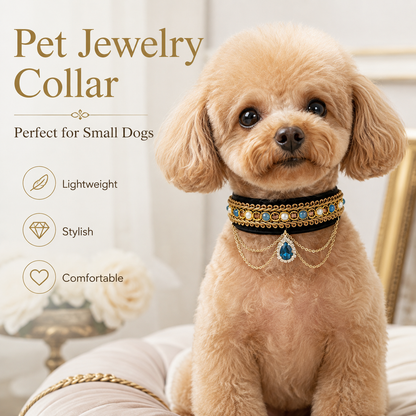 Blue Teardrop Velvet Pet Choker — view 5