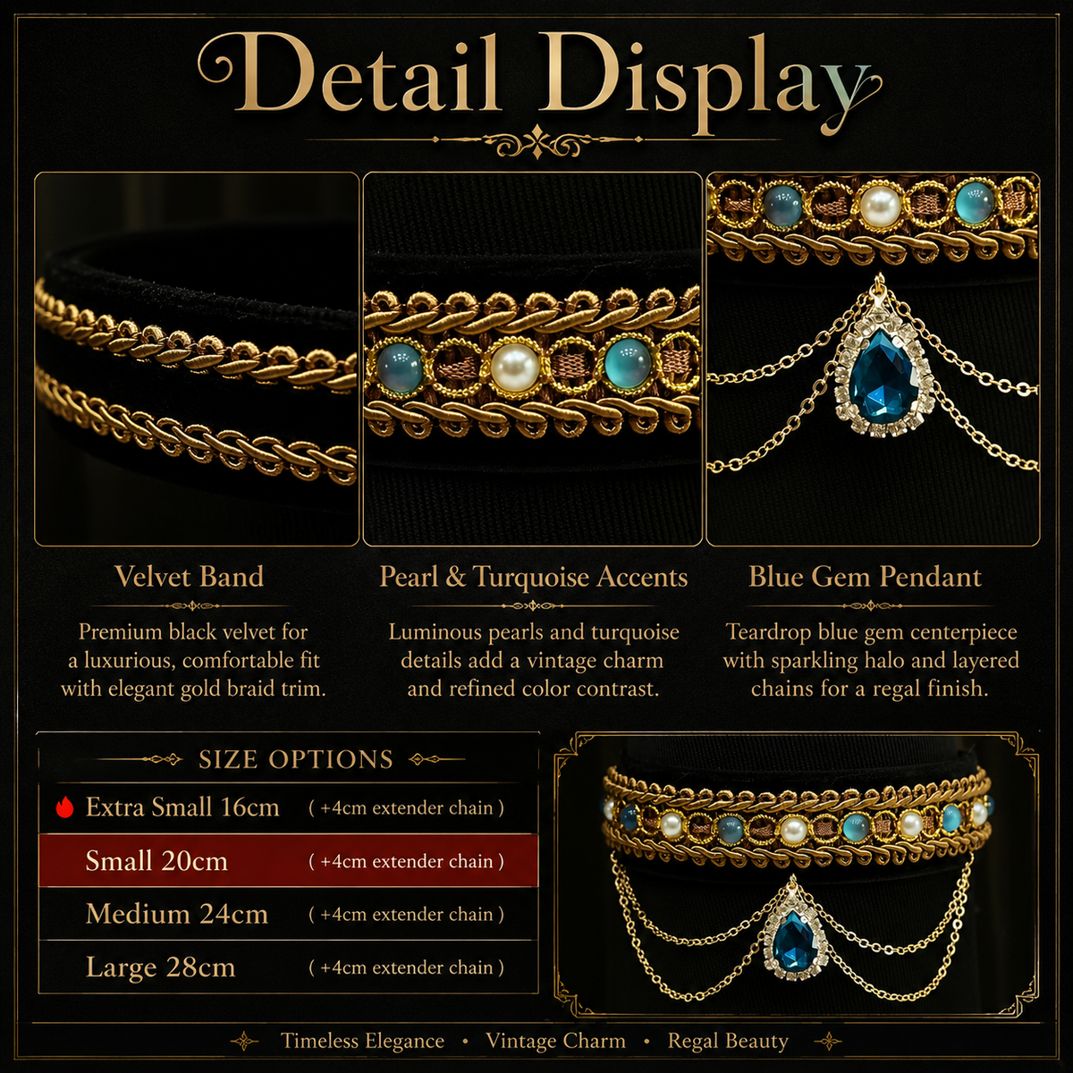 Blue Teardrop Velvet Pet Choker — view 6