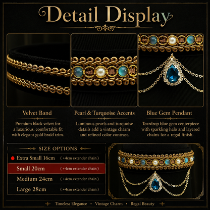 Blue Teardrop Velvet Pet Choker — view 6