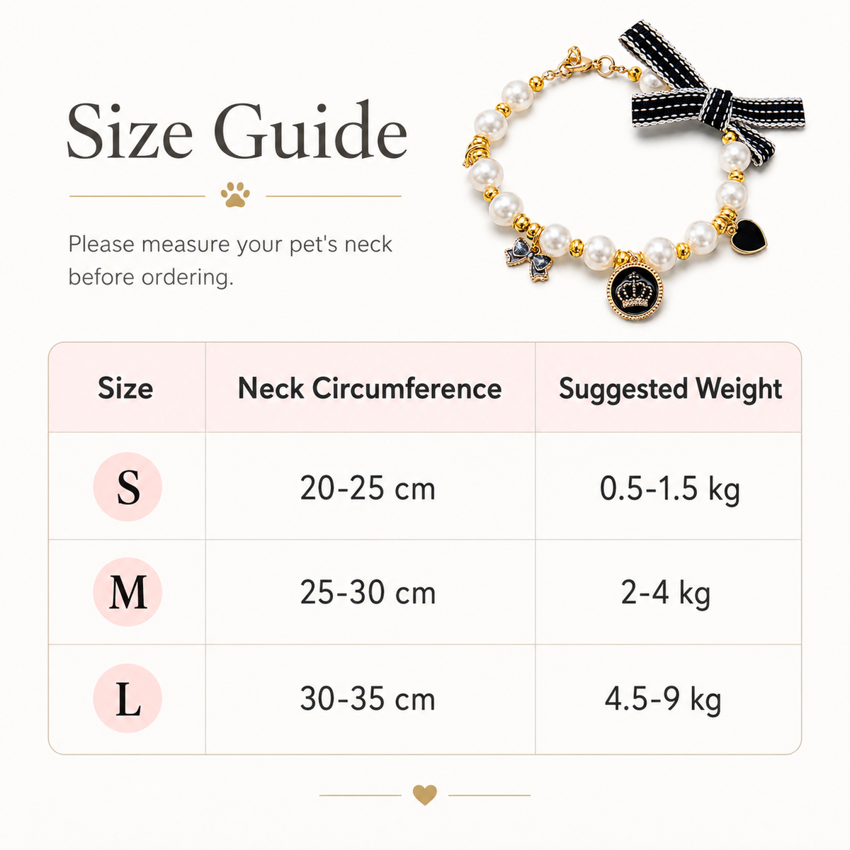 Ivory Pearl Bow & Crown Pet Necklace — view 5