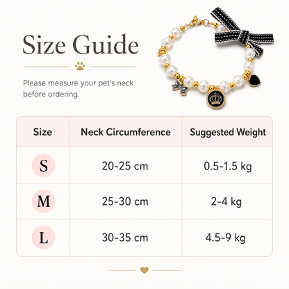 Ivory Pearl Bow & Crown Pet Necklace — view 5