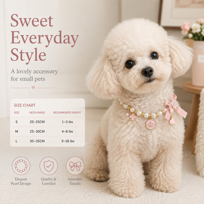 Pink Pearl Bow & Crown Pet Necklace — view 6