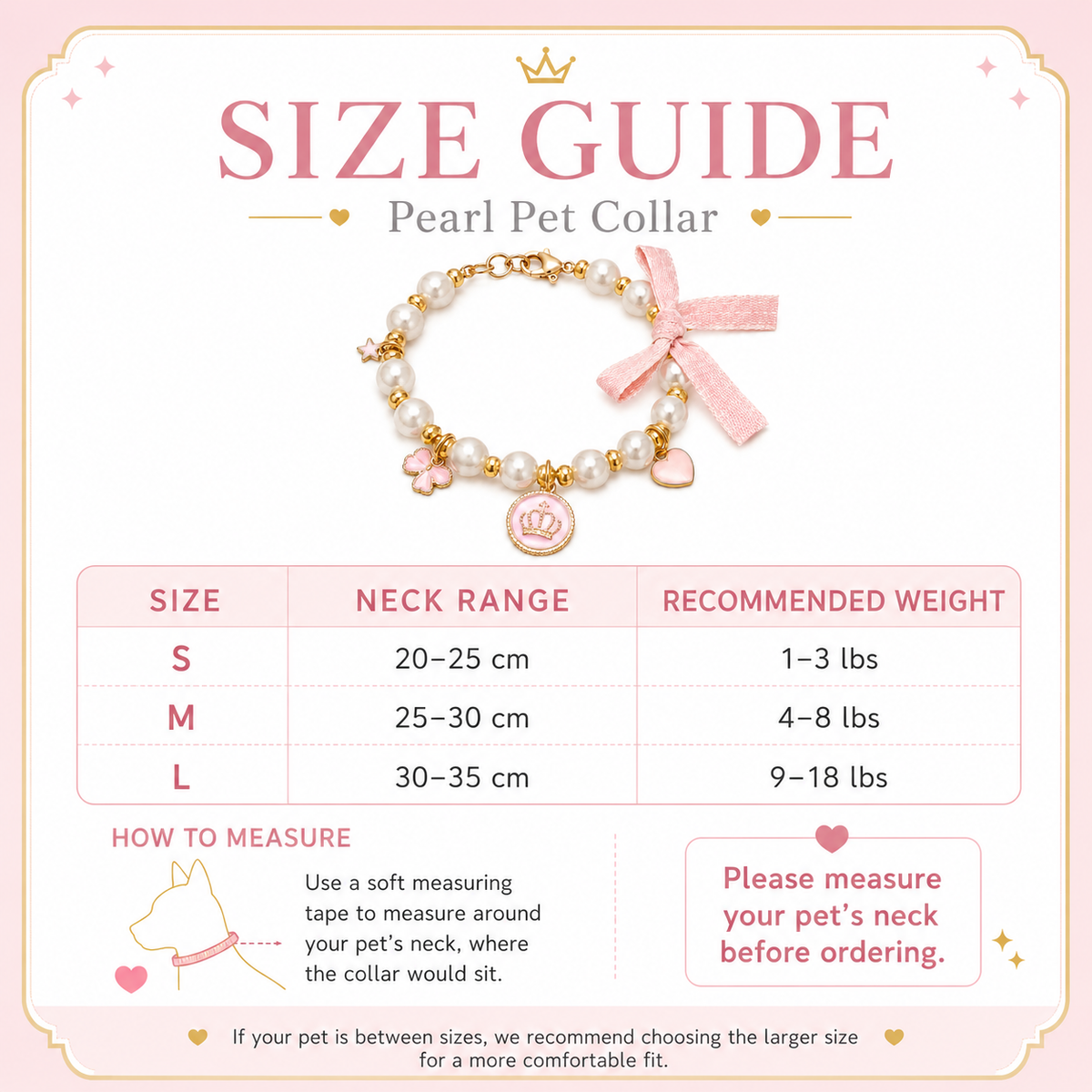 Pink Pearl Bow & Crown Pet Necklace — view 8