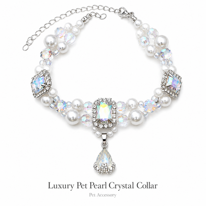 Iridescent Crystal Pearl Pet Necklace — view 6