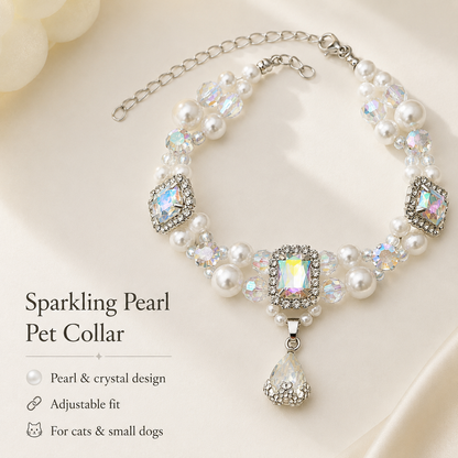 Iridescent Crystal Pearl Pet Necklace — view 7