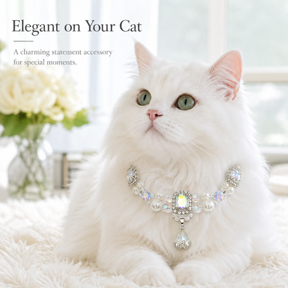 Iridescent Crystal Pearl Pet Necklace — view 8