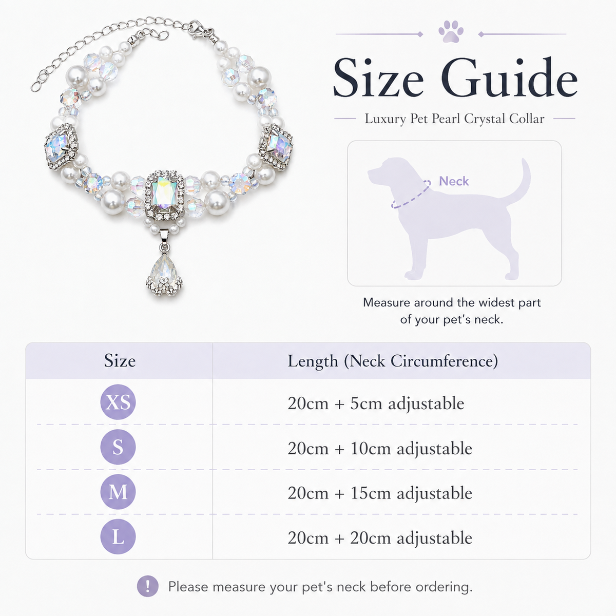 Iridescent Crystal Pearl Pet Necklace — view 5