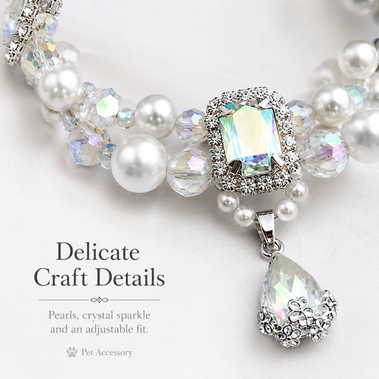 Iridescent Crystal Pearl Pet Necklace — view 1
