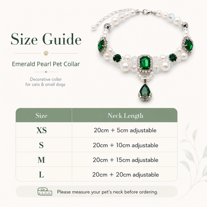 Emerald Pearl & Crystal Pet Necklace — view 4