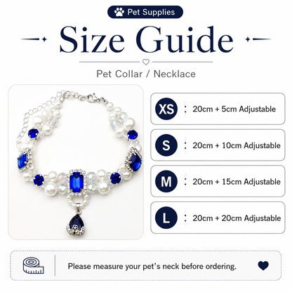 Sapphire Pearl & Crystal Pet Necklace — view 4