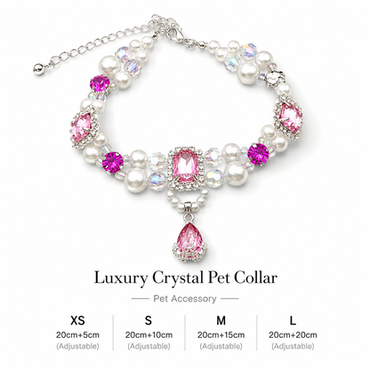 Pink Crystal Pearl Pet Collar — view 4