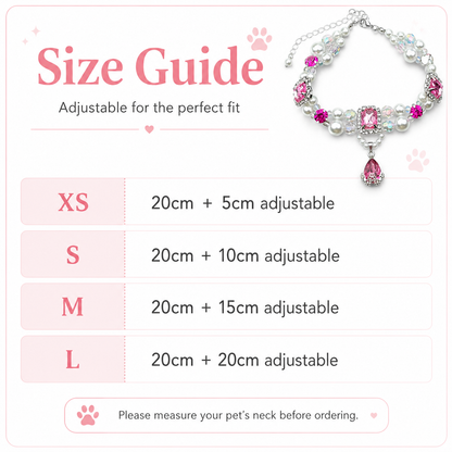 Pink Crystal Pearl Pet Collar — view 6