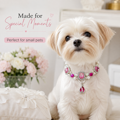 Pink Crystal Pearl Pet Collar — view 7