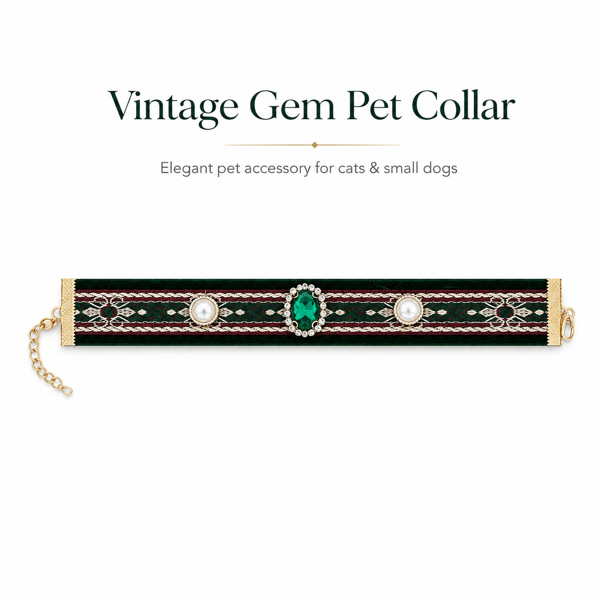 Retro Green Gem Pet Collar — view 8