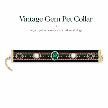 Retro Green Gem Pet Collar — view 8