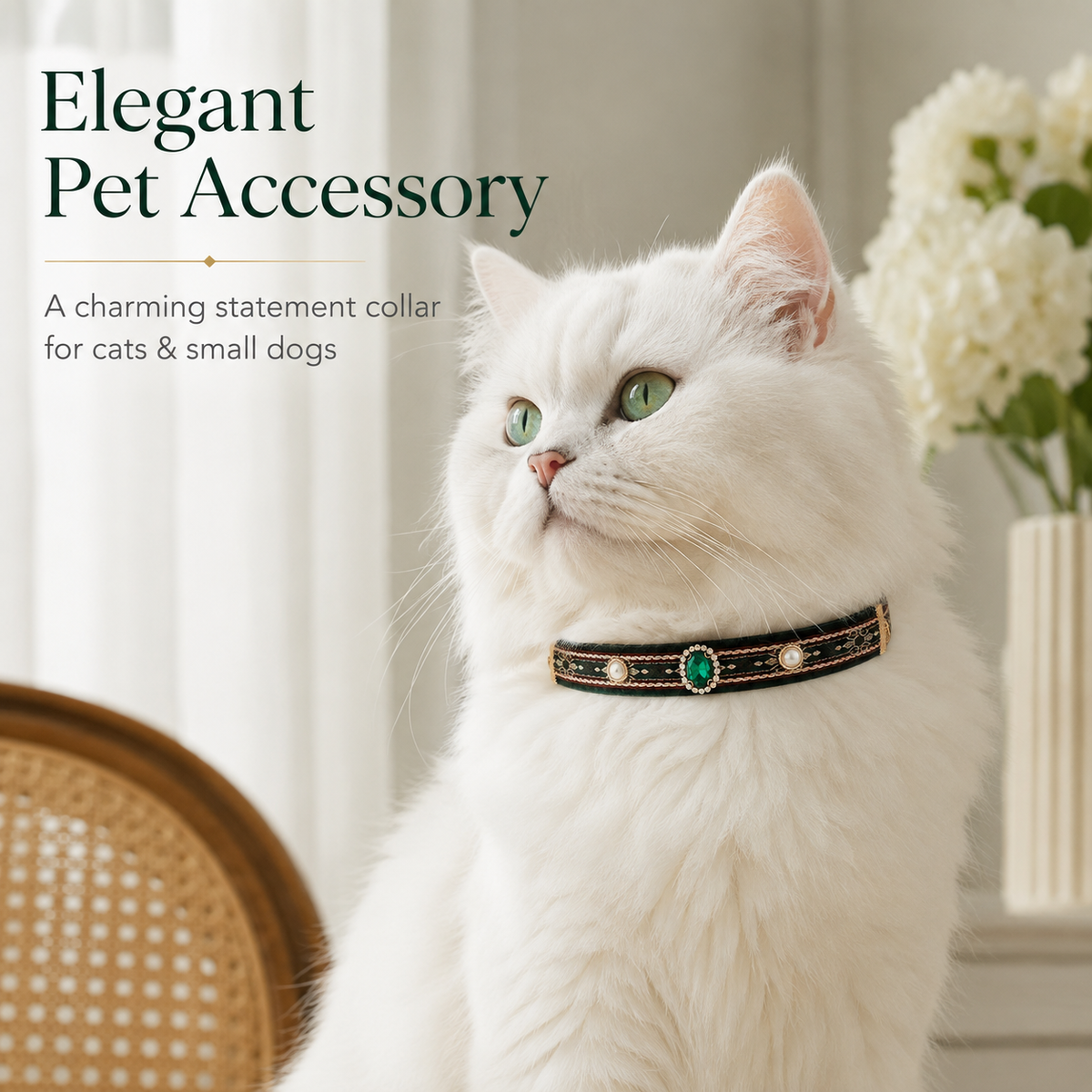 Retro Green Gem Pet Collar — view 7