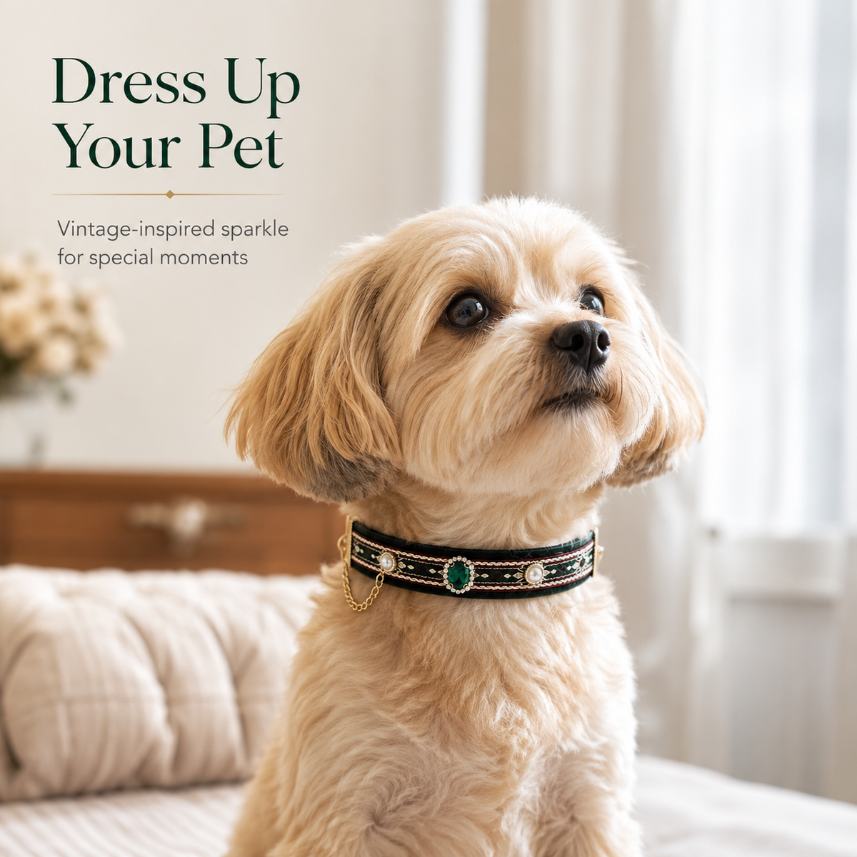 Retro Green Gem Pet Collar — view 6