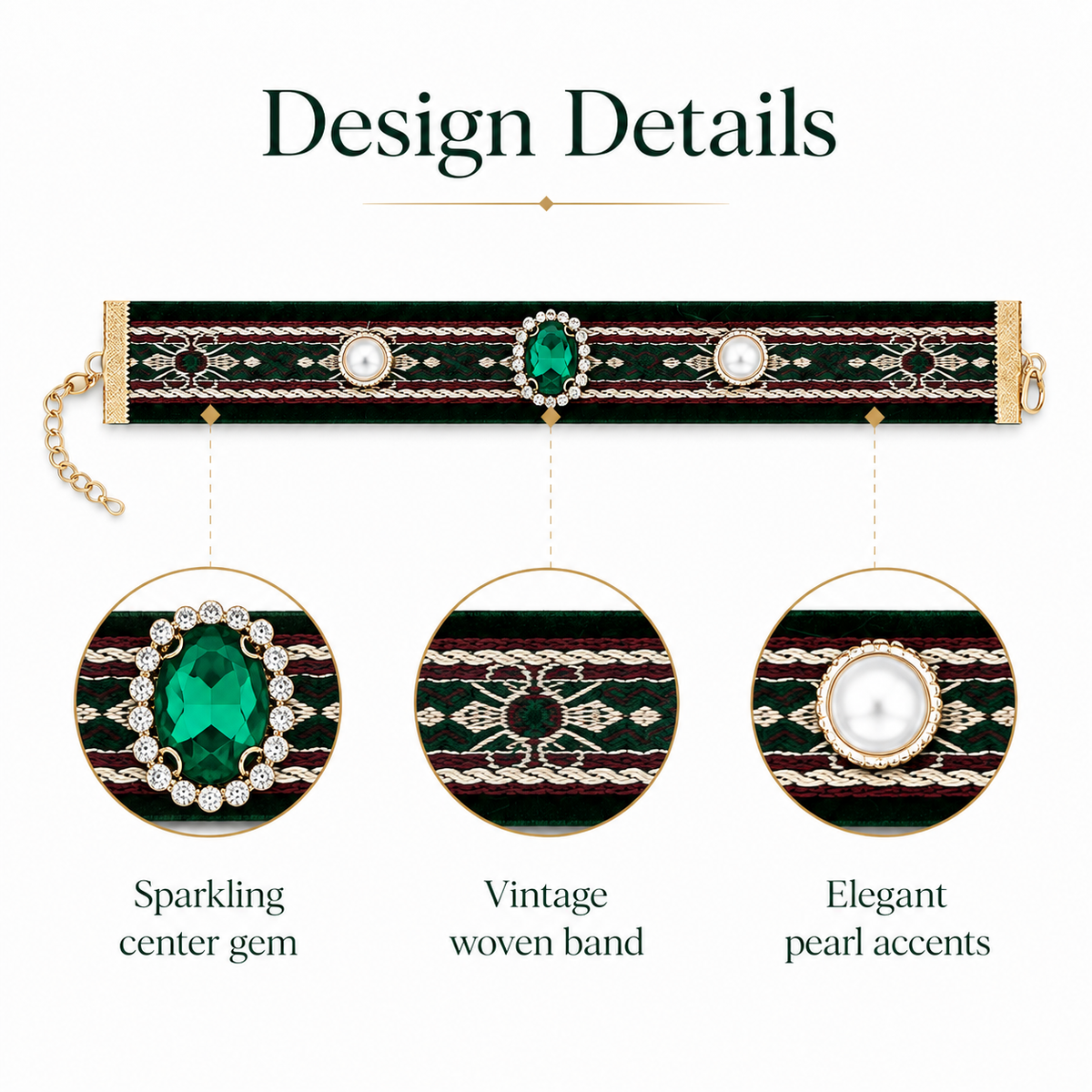 Retro Green Gem Pet Collar — view 5