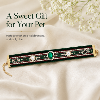 Retro Green Gem Pet Collar — view 3