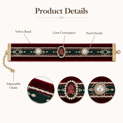 Vintage Velvet Pearl Pet Collar — view 4