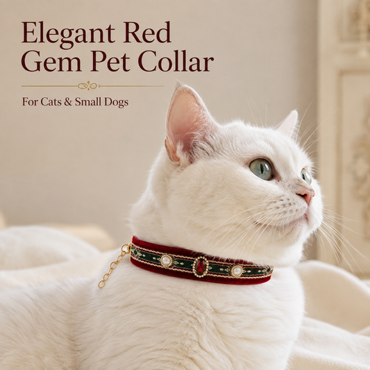 Vintage Velvet Pearl Pet Collar — view 1