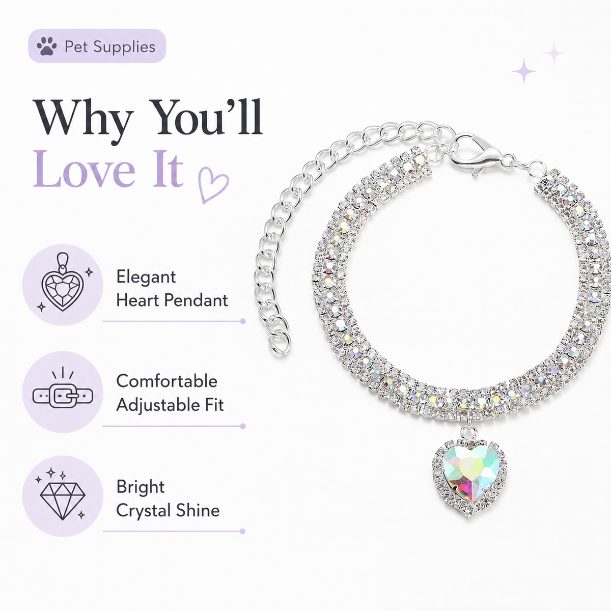 Sparkling Rhinestone Pet Necklace — view 2