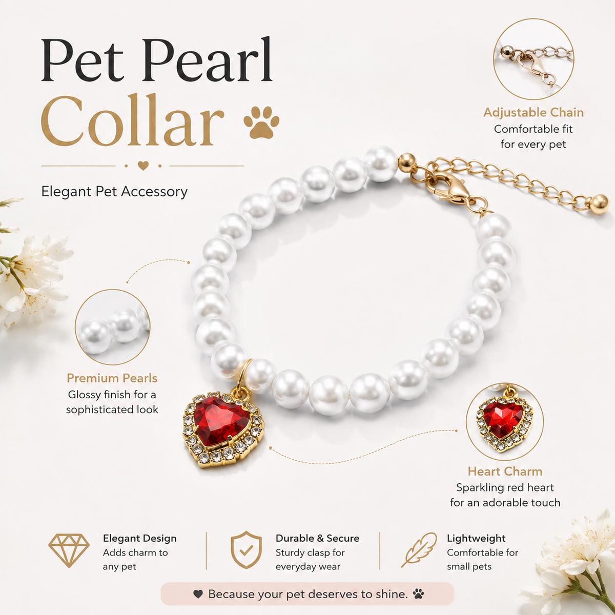 Elegant Beaded Pet Necklace — view 7