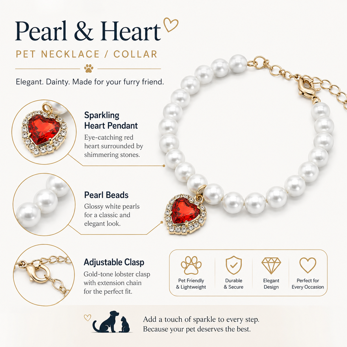 Elegant Beaded Pet Necklace — view 3