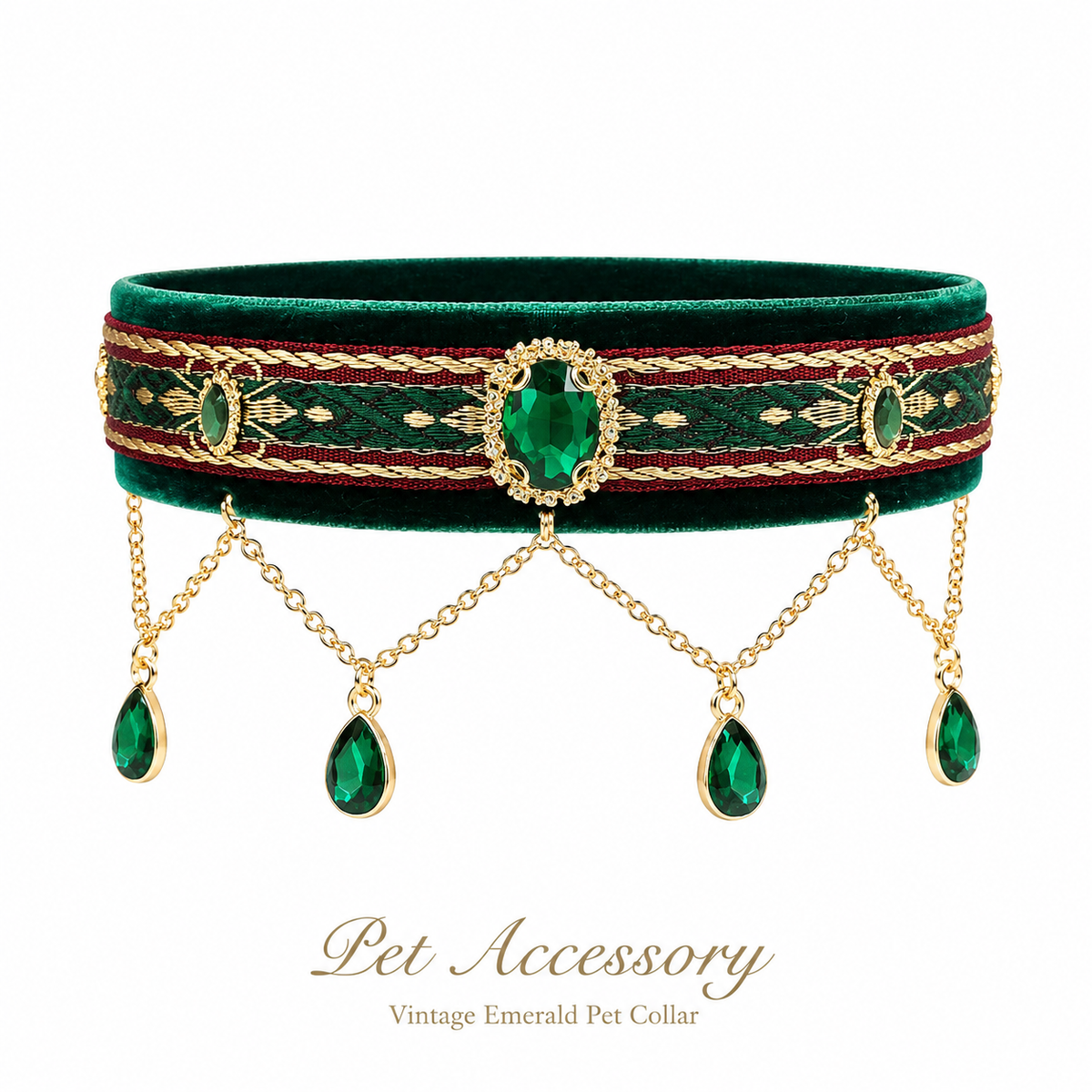 Royal Green Teardrop Pet Collar — view 1