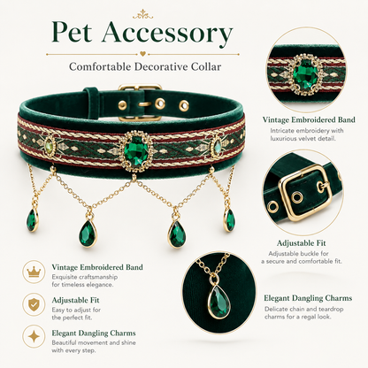 Royal Green Teardrop Pet Collar — view 3