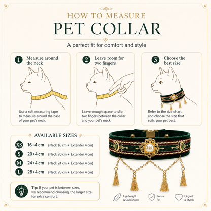 Royal Pearl & Gold Tassel Pet Collar — view 2