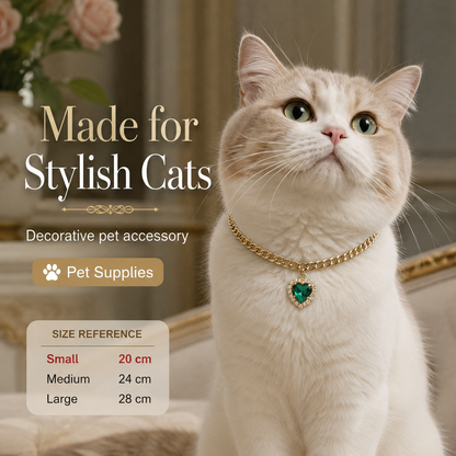 Emerald Heart Cuban Chain Pet Necklace — view 6