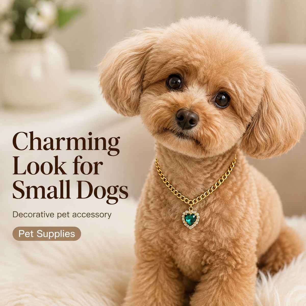 Emerald Heart Cuban Chain Pet Necklace — view 5