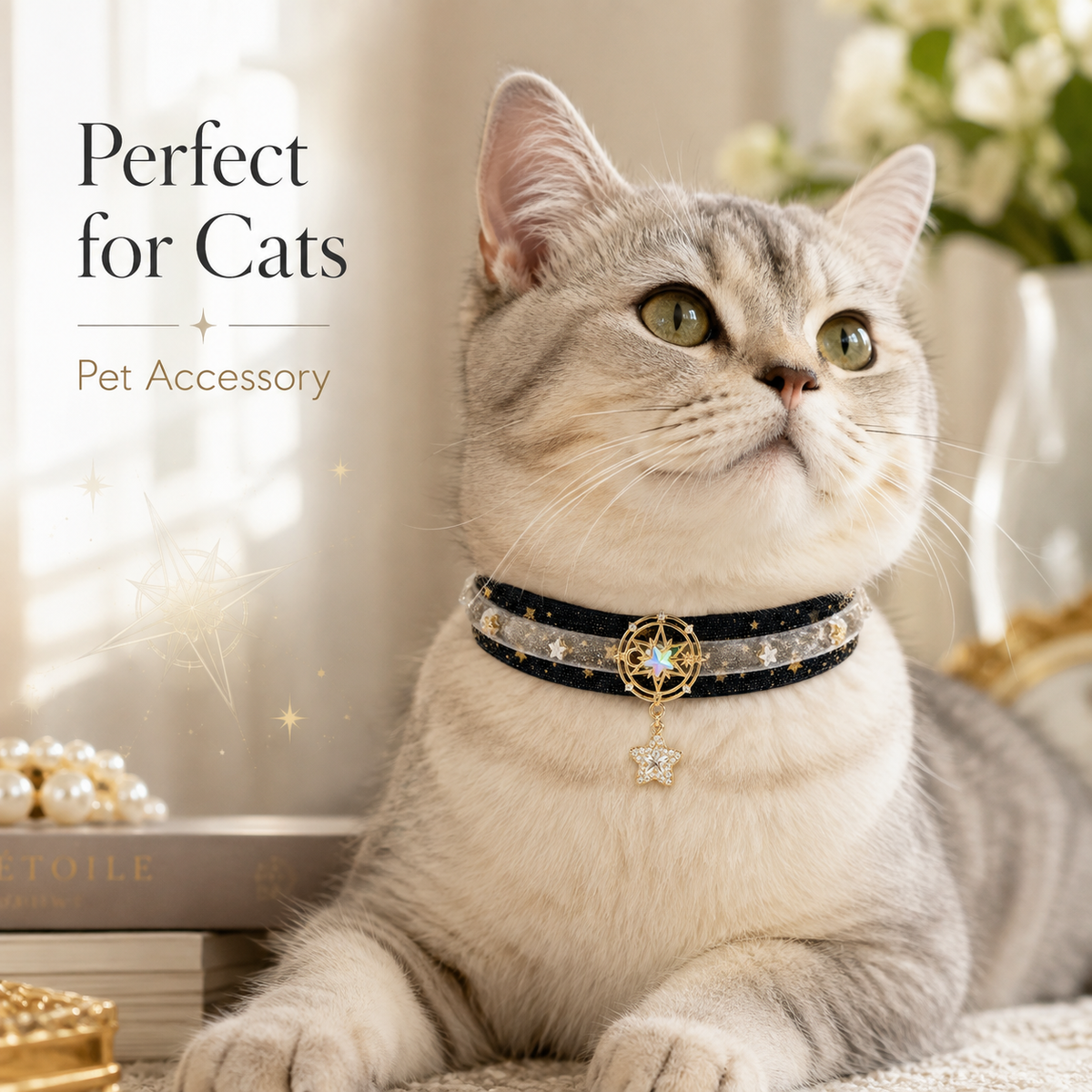 Black Star Velvet Pet Choker — view 4