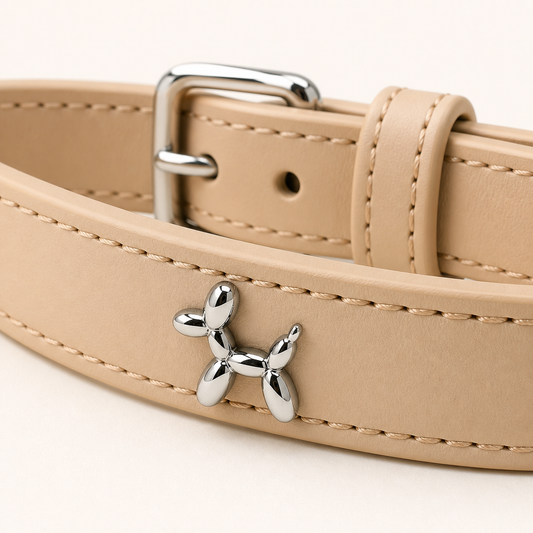 Napa Minimalist Leather Collar — Balloon Charm Edition