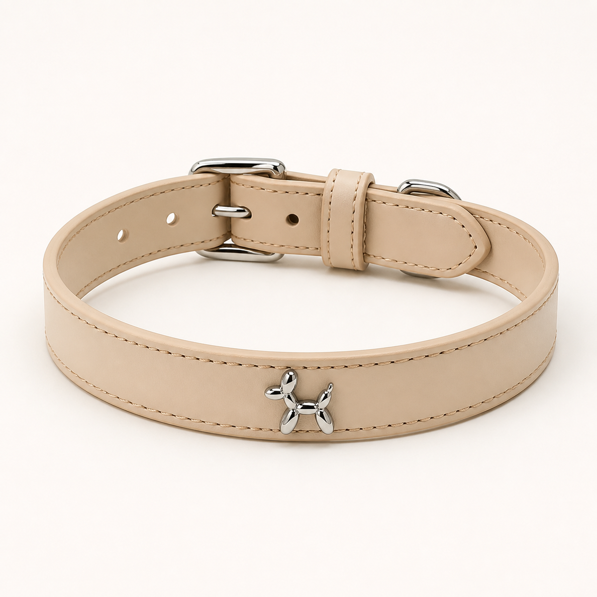 Napa Minimalist Leather Collar — Balloon Charm Edition