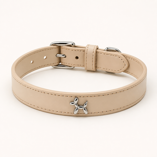 Napa Minimalist Leather Collar — Balloon Charm Edition